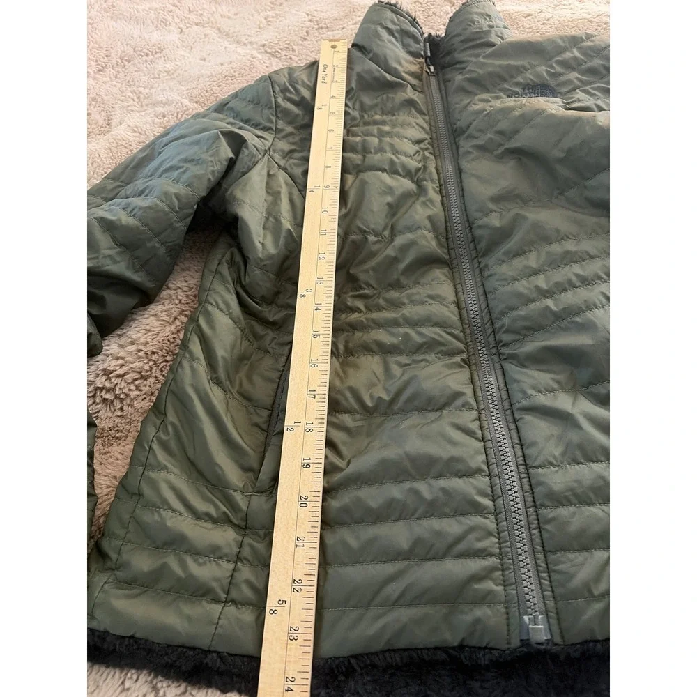 The North Face Mossbud Reversible Jacket Olive Green Fleece Womens Small